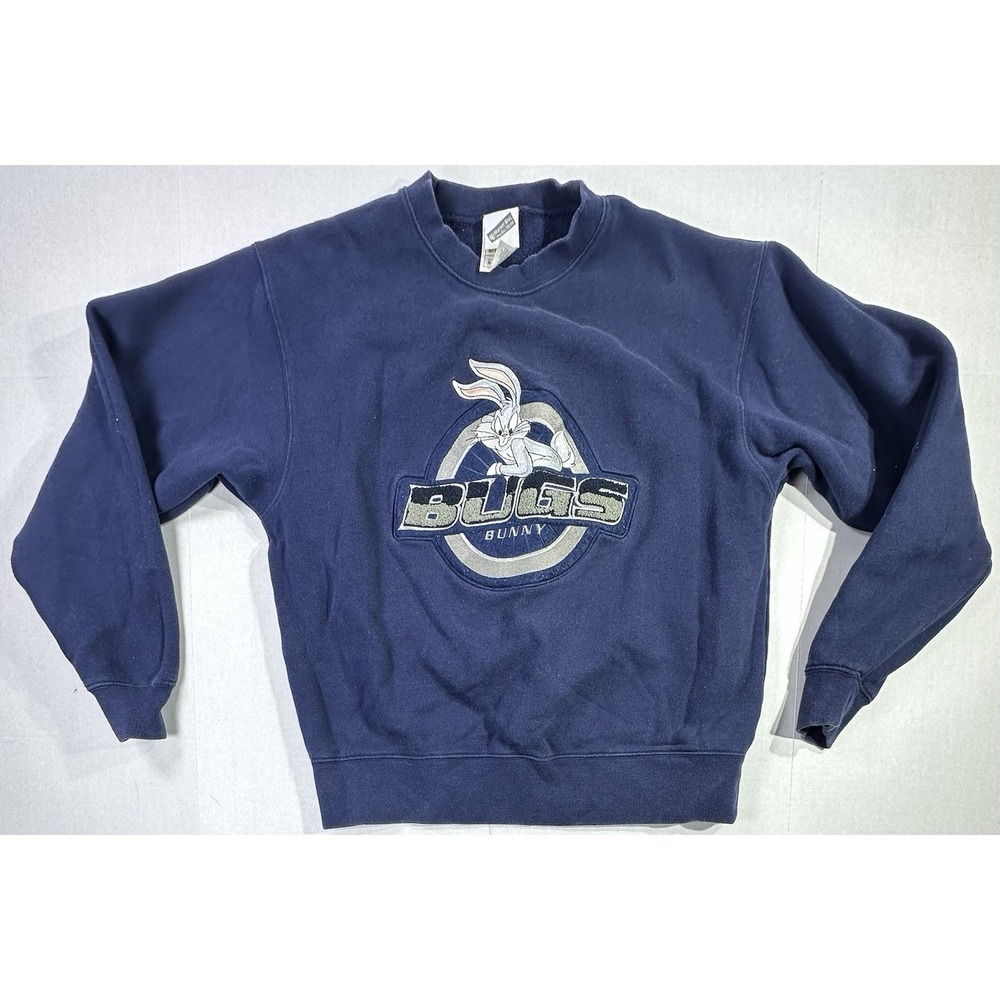 Vintage 2000 Warner Bros Bugs Bunny Sweatshirt Small Blue Embroidered Logo